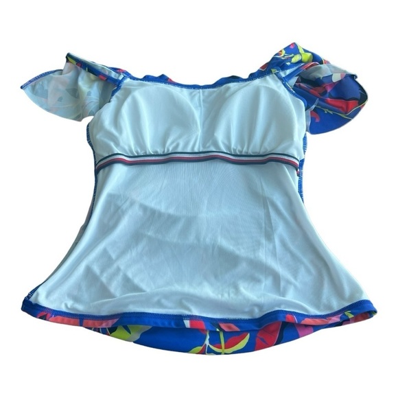 Tommy Hilfiger BLUE MULTI Ruffle Tankini Swim Top NEW XS Style TZ2KH242 NEW - Picture 10 of 14